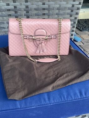 Gucci Emily  Pink Patent leather chain shoulder bag